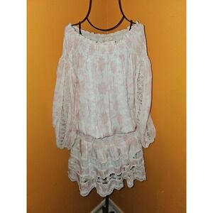 Miss June Paris Boho Embroidered Longsleeve Smocked Antique Pink  Dress